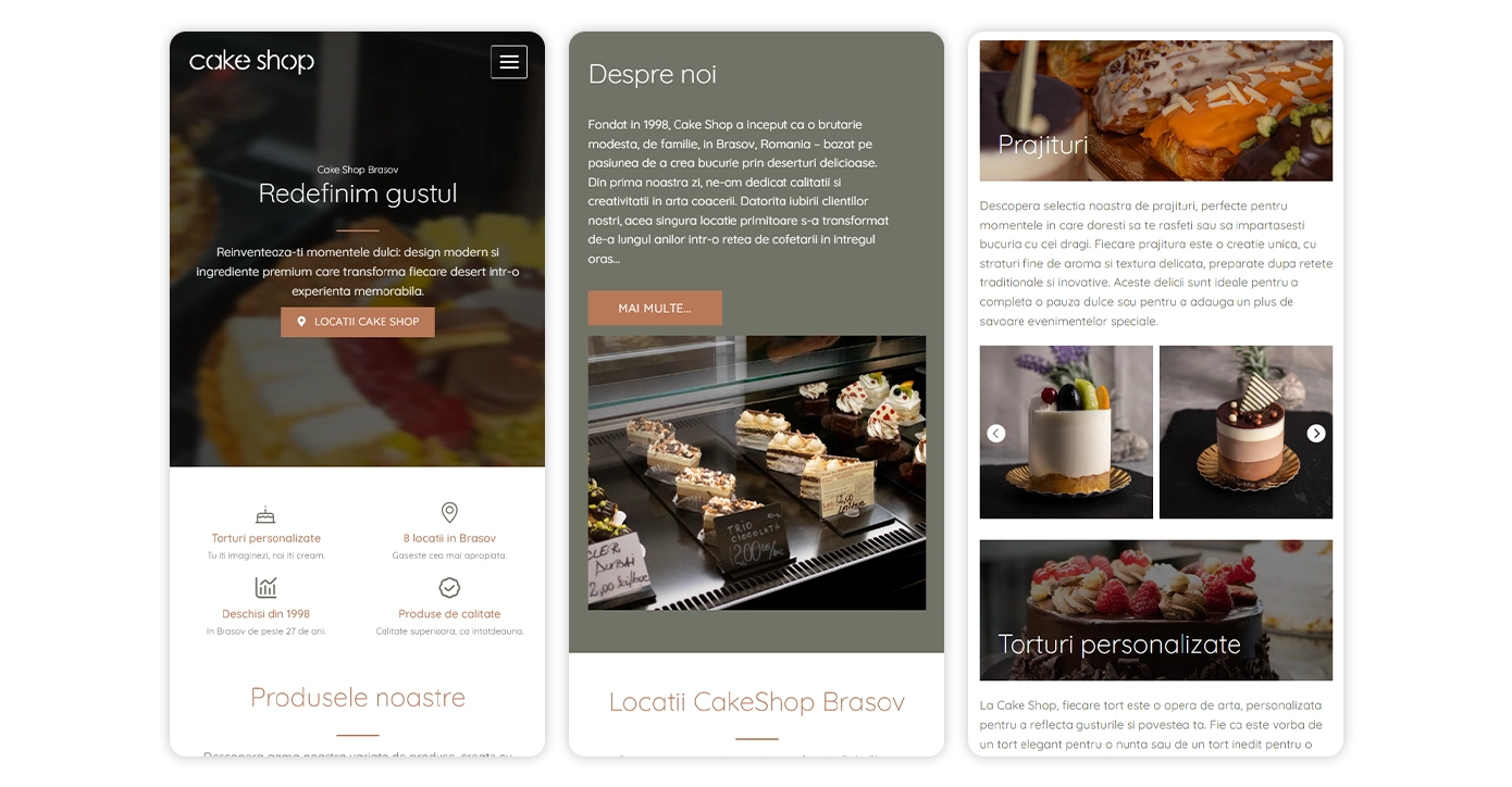 cake shop mobile design